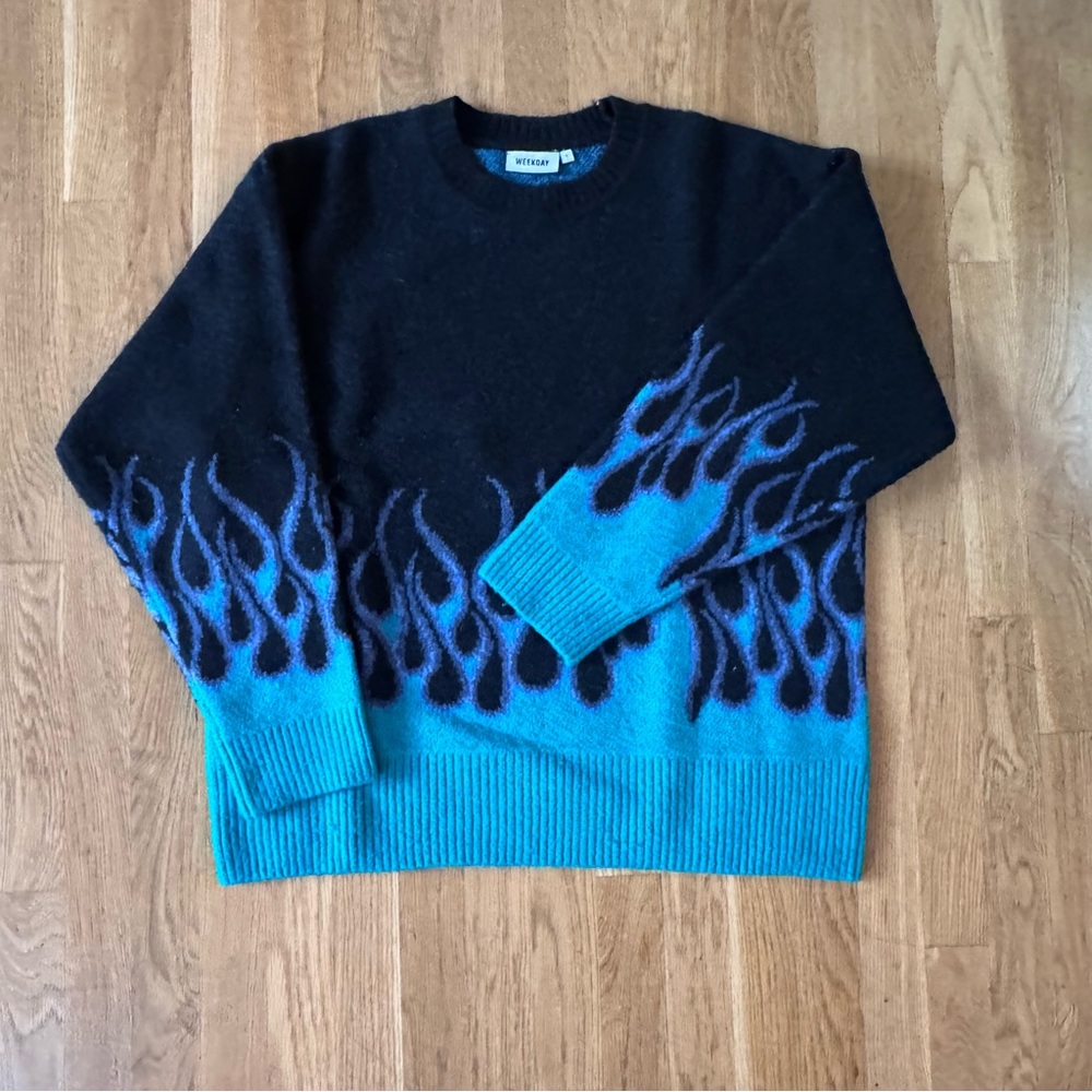 Weekday Black and Blue Flame Oversized Sweater